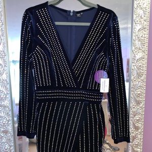 Long sleeve rhinestone dress